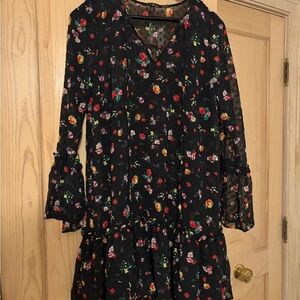 Banana Republic Black Floral Dress XS